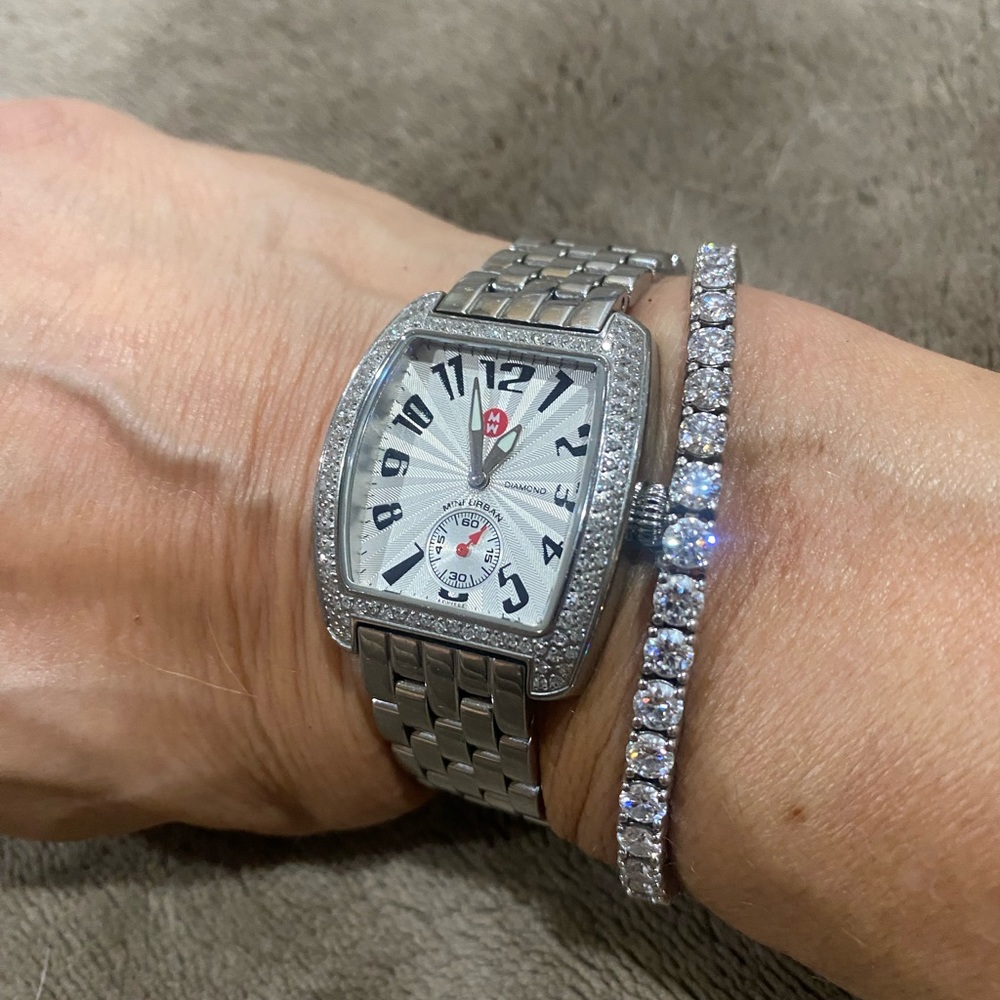 Michele .65 carat diamond and stainless steel mini urban watch - Picture 2 of 6